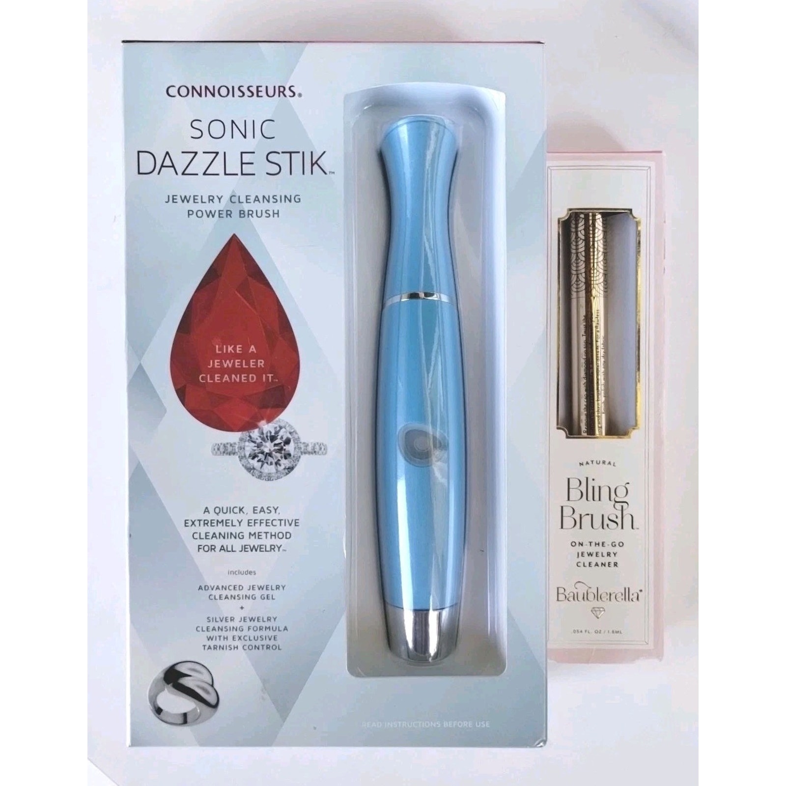 Sonic Dazzle Stick Connoisseurs Jewelry Cleaner Kit And Baublerella Bling Brush